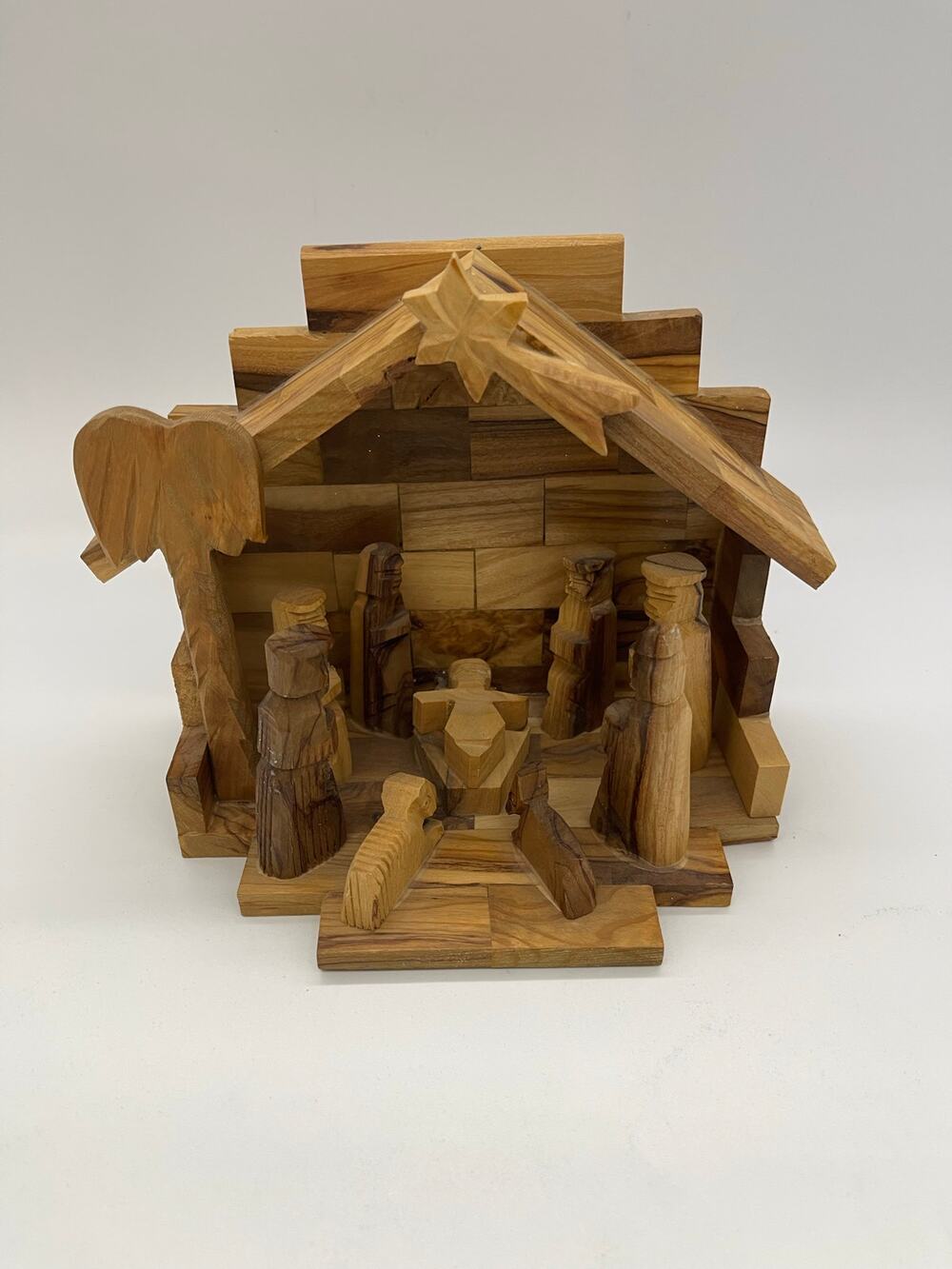 Olive Wood Hand Carved Christmas Nativity Scene Bethlehem 6"